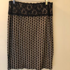Pencil Skirt Nude with vintage black overlay